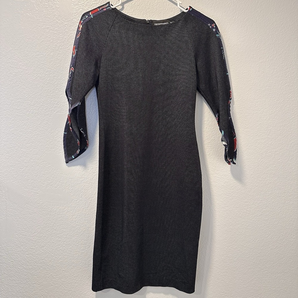 Emporio‎ Armani Size-38 US-2 Women's Dress Black Knit Petal 3/4 Sleeve